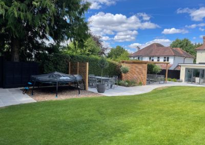 Trampoline area, dining area and seating area