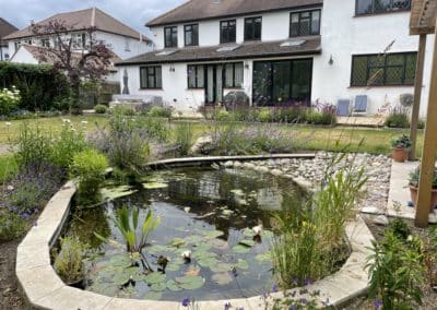 New pond with pebble beach