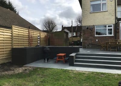 Raised beds during build of garden