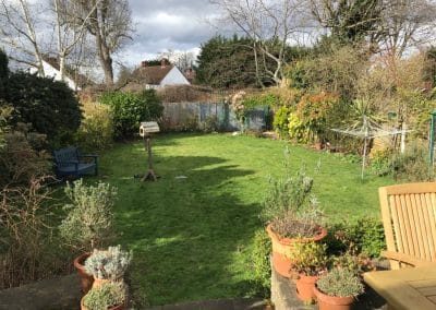Tranforming a family garden and reshaping the lawn, patio and plant borders